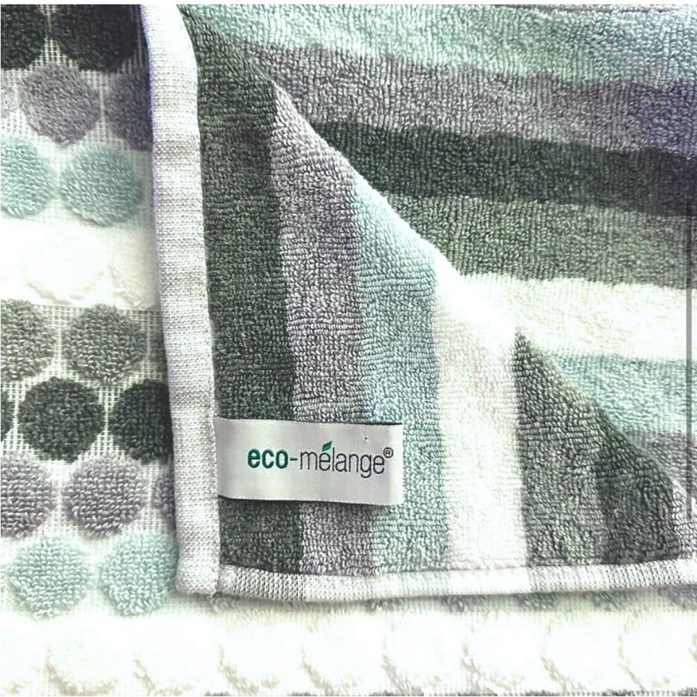 Eco-melange Bath Towels Set of 2 Gray Tones Circles Dots - Picture 3 of 12